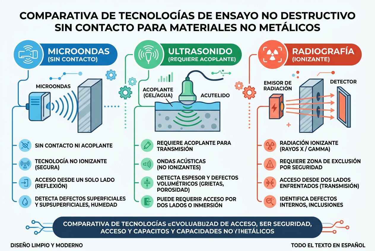 Infografía de métodos de ensayos no destructivos en materiales no metálicos