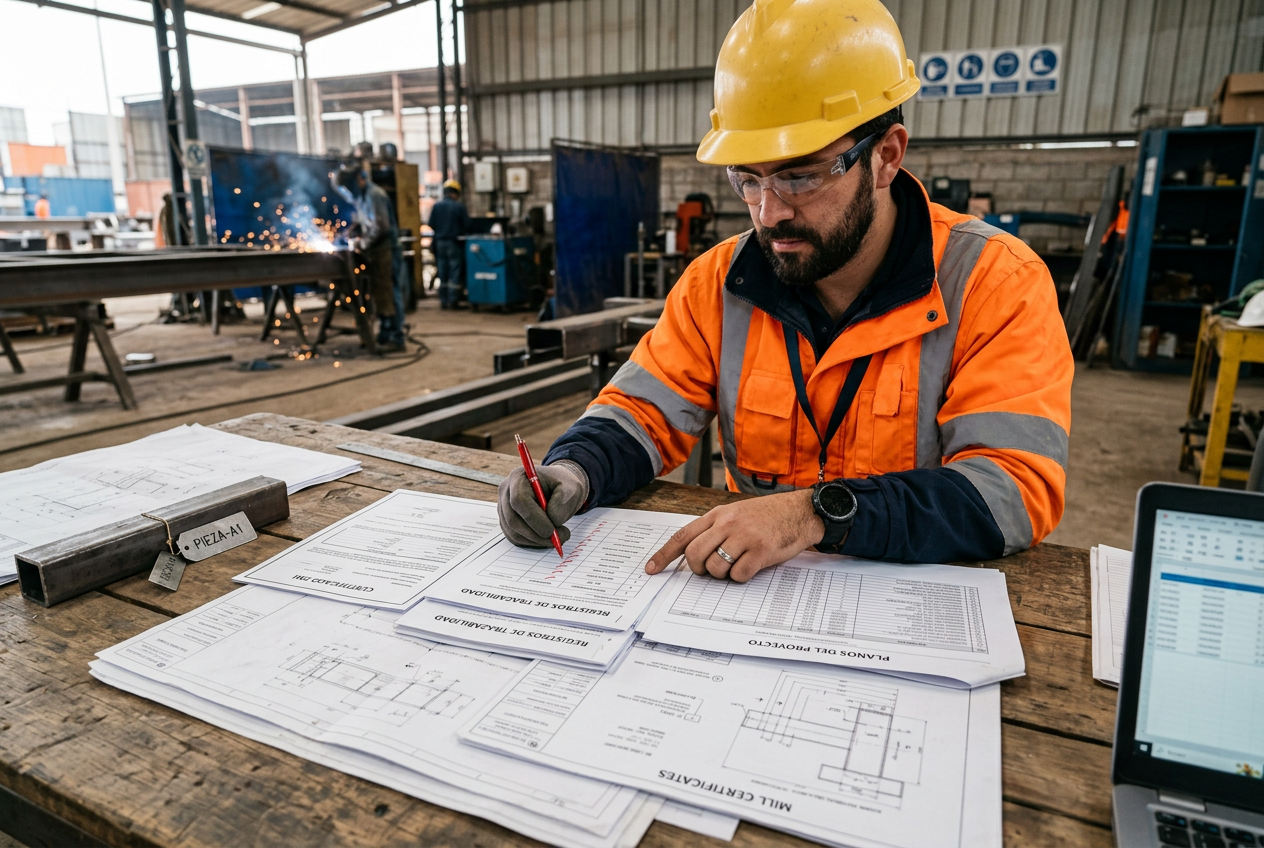 Inspector aplicando qué es un ensayo PMI con equipo portátil en aleación